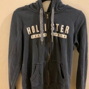 Navy blue Hollister zip up hoodie